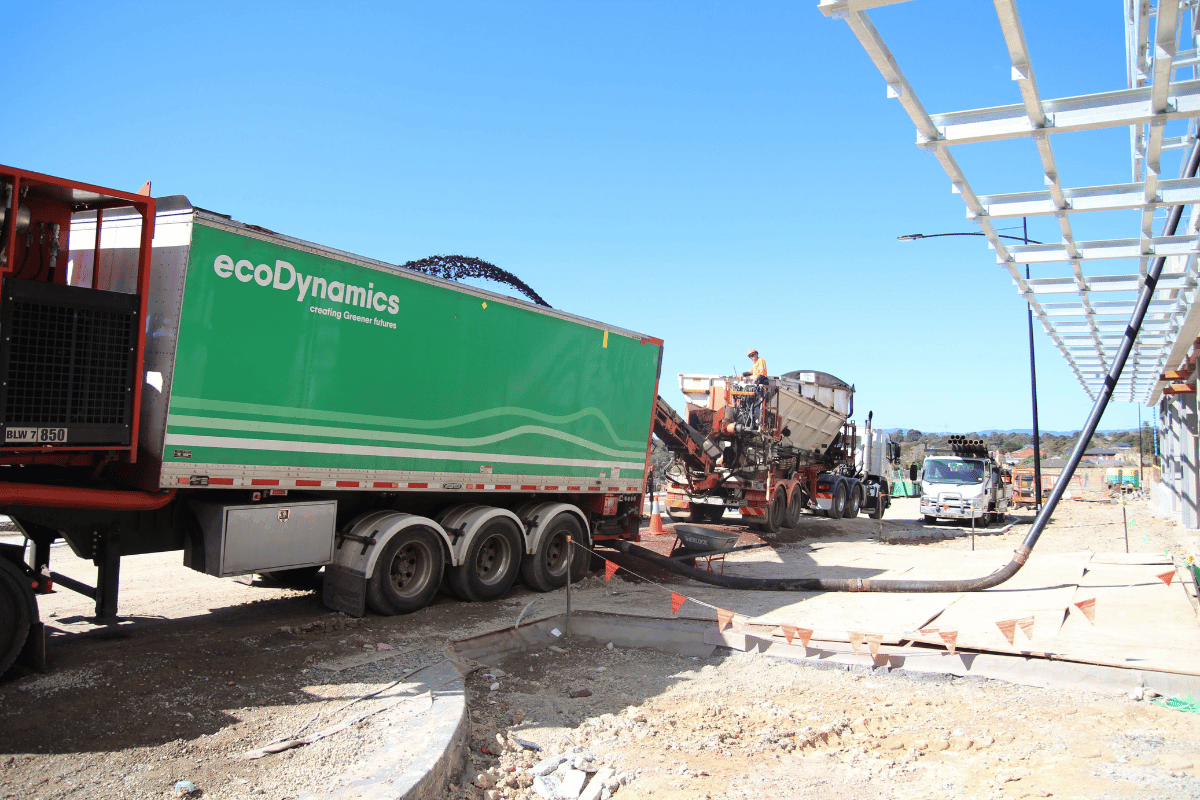 ecoDynamics truck getting ready at a landscaping project