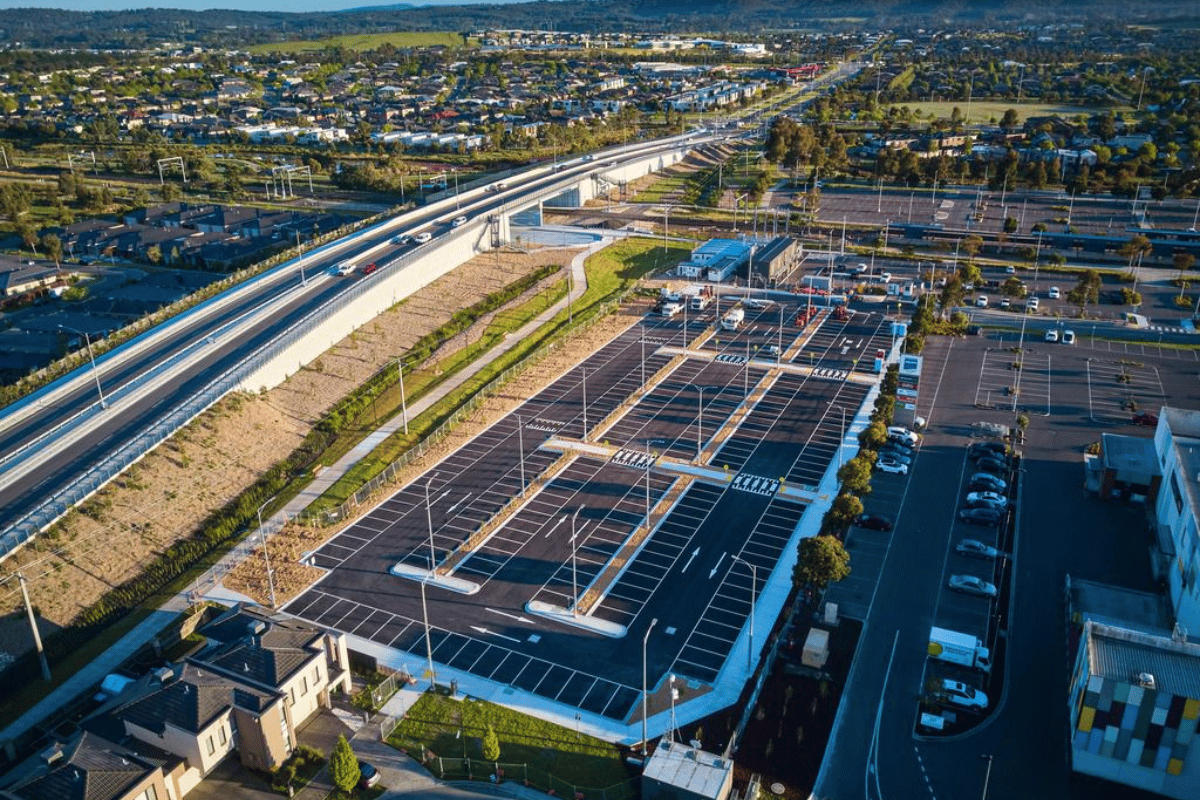 Areal view of Carina road and the carpark