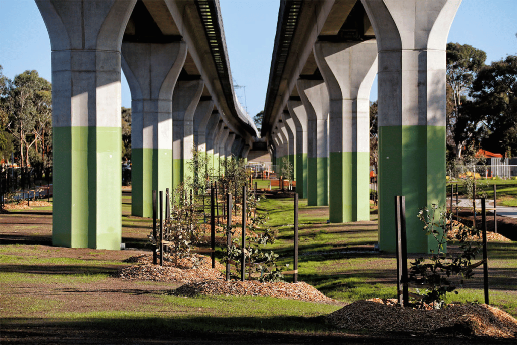A rail construction landscaping project that ecoDynamics created.