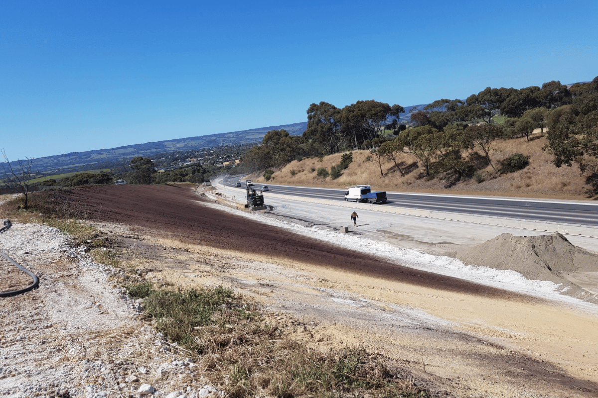the side of the road where we managed sand and clay subsoils